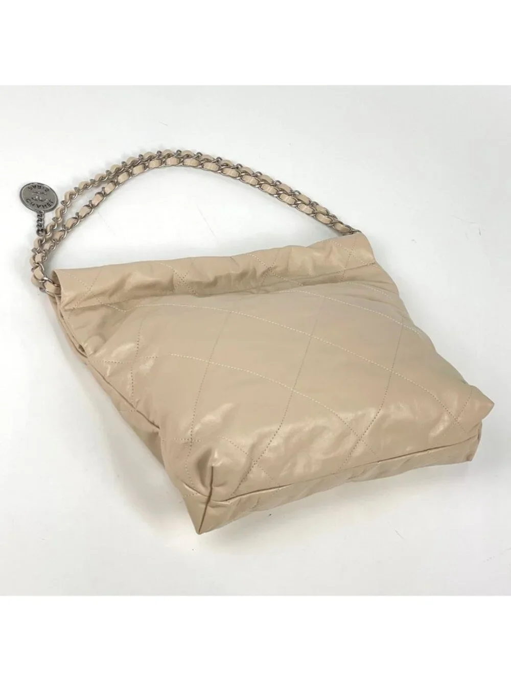Chanel 22 Small Shoulder Bag Leather Beige